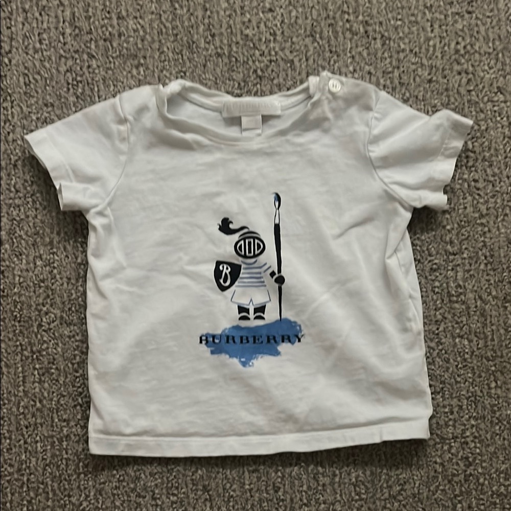 Burberry White and Blue Short Sleeve Tee